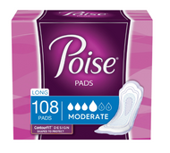 Poise Postpartum LONG Incontinence Pads, Moderate Absorbency 108 Pads